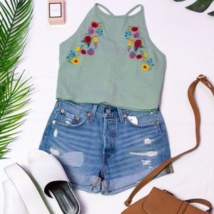Embroidered Crop Top